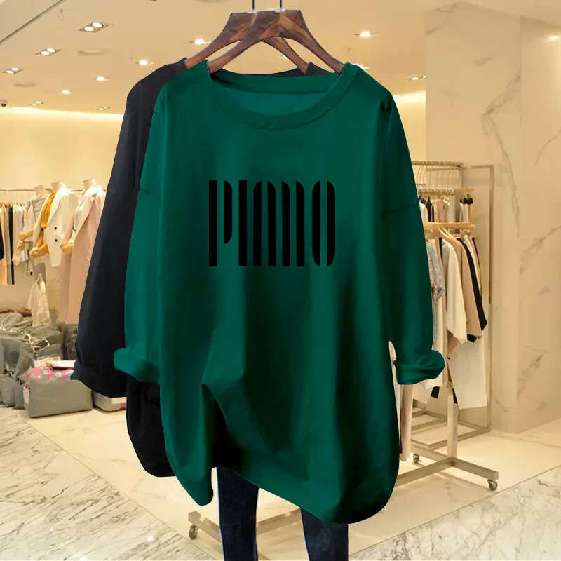 Long Sleeve T-Shirt Graffiti Vibrant Top Autumn Winter Hong Kong Style Pure Cotton Thickened Thermal Couple's Base Shirt For Men And Women