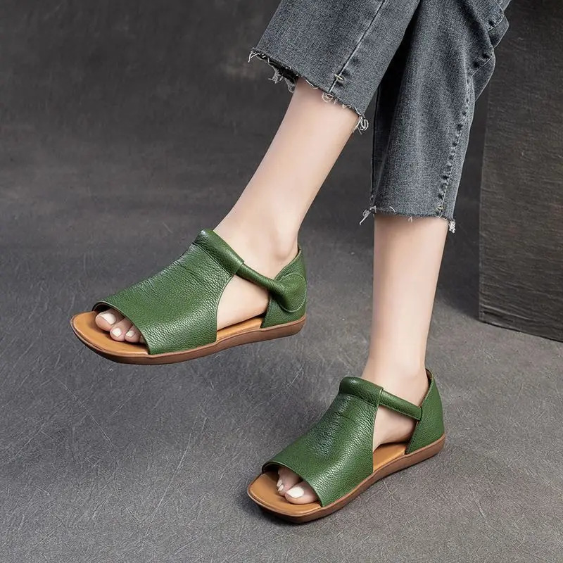 Summer Slippers Women Handmade Retro Thick Soles Non-slip Slides Woman Outside Casual Platform Shoes 251128