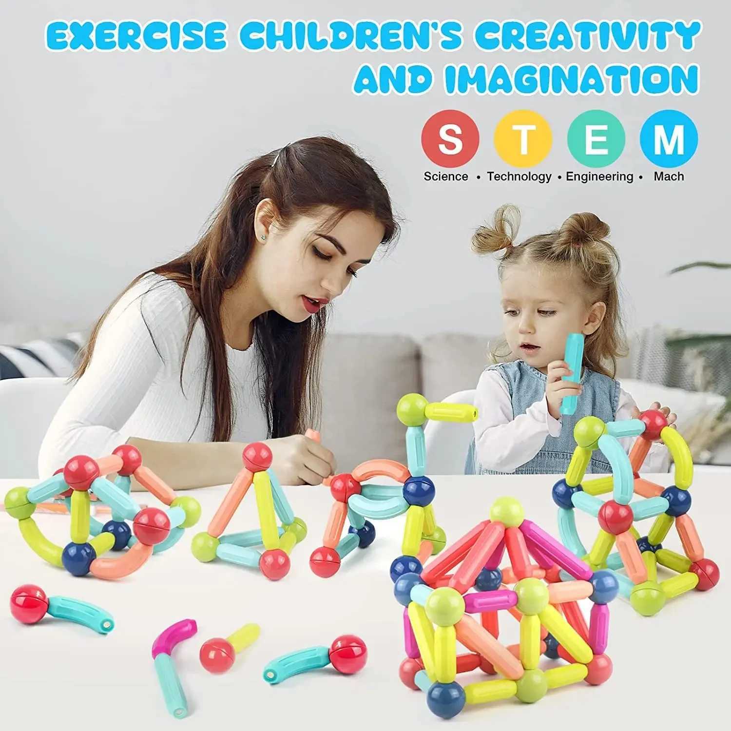 Magnet Ball Sticks Rod Games Magnetic Construction Set 188PCS Magnetic Building Blocks Toy Montessori Educational Toys for Kids Y251128