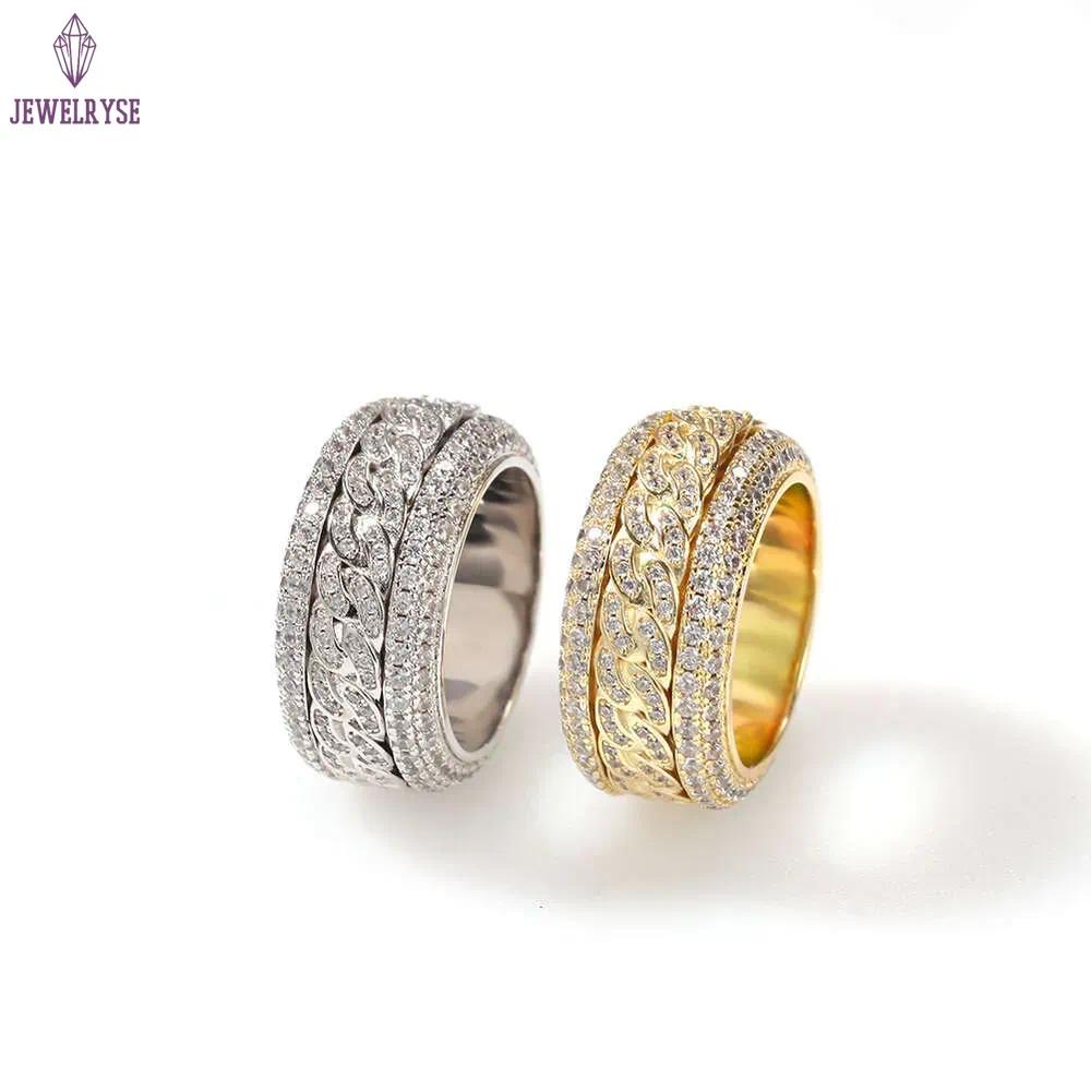 Hip Hop Rotable Cuban Ring Gold Fashion Personality Trendy Ring moissanite diamond 18k gold sterling silver cuban women ring