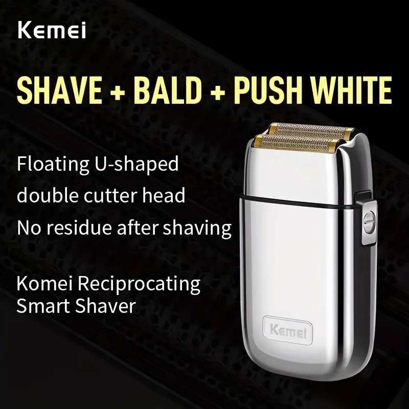 Kome KM-TX1 Mens Electric Shaver Double Blade USB Charging High-End Metal Gift Box Shaving Razor for Smooth Facial Hair Removal C251128