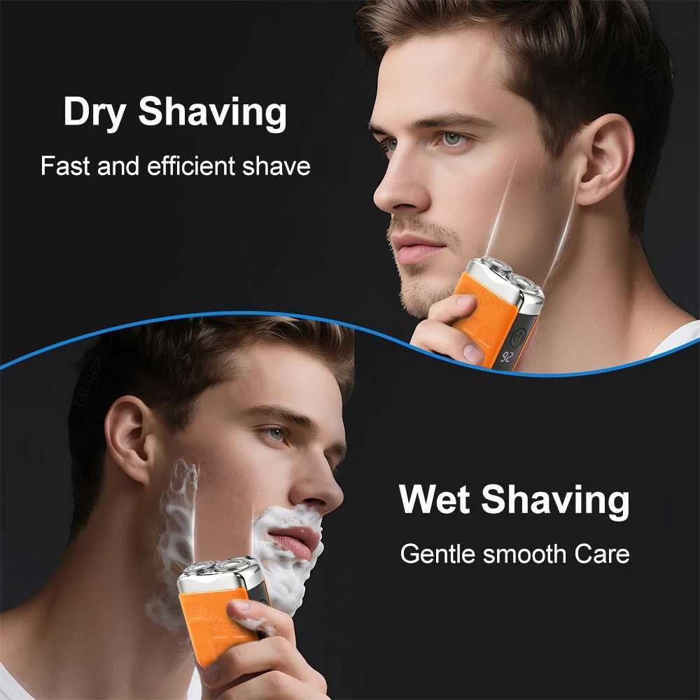Portable Electric Shaver For Men Beard Trimmer USB Rechargeable Face Beard Shaving Dual Blade Home Travel Mini Face Rotary Razor C251128