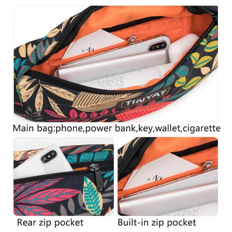 TINYAT Men Fashion Leaf Pattern Multi-functional Waterproof Outdoor Riding Sports Waist Pack Chest Bags Daily useT251128