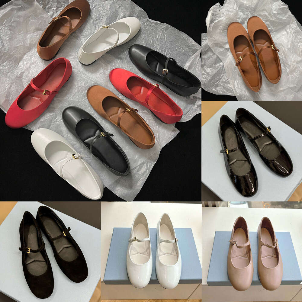 Top Luxury silk Mary Jane Ballet flats designer shoe woman lady girl shoes with a strap Dress Loafers genuine leather comfortable womens ballerina Flat