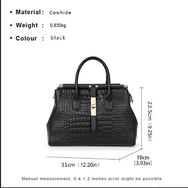 Trendy Cowhide Handbag with Crocodile Pattern on the Surface for Women Large Bag Designer Shoulder Bags Black Purses K251128