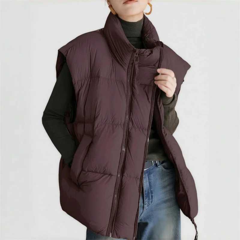 Explosions Down Cotton-Padded Vest Coat Womens Parkas Autumn Winter 2025 New Sleeveless Jacket Ladies Short Waistcoat OuterwearT251128