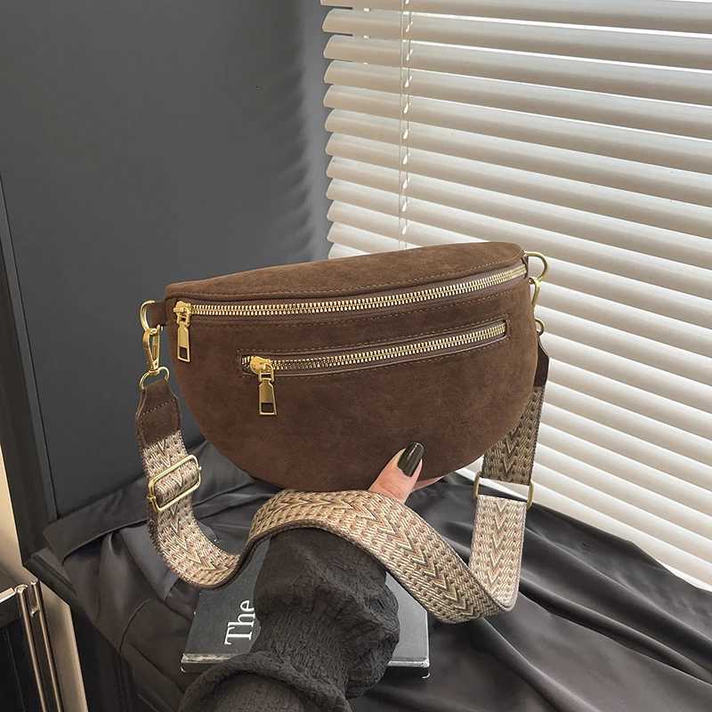 Woman Waist Bag 2025 Winter Faux Suede Chest Pack Street Trend Fanny Pack Simple Belt Bag Designer Female Shoulder Crossbody BagT251128