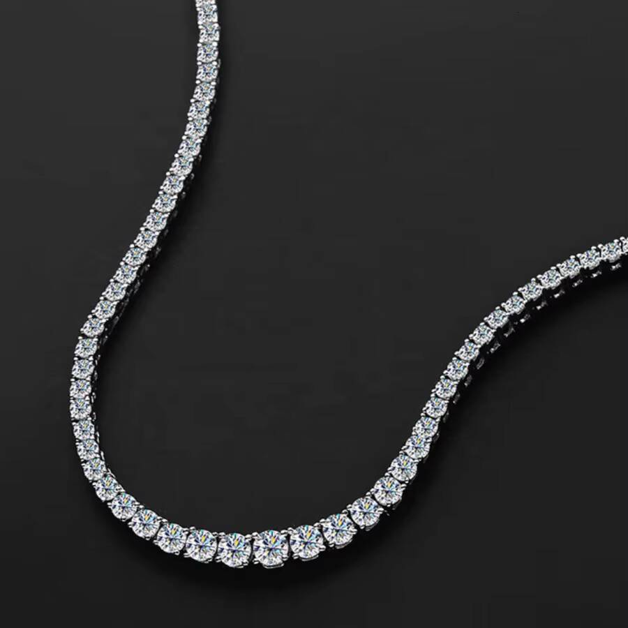 Fine Jewelry Hip Hop Iced Out 3mm to 5mm D Color White VVS Moissanite Tennis Chain Necklace 925 Sterling Silver Women Men Gift