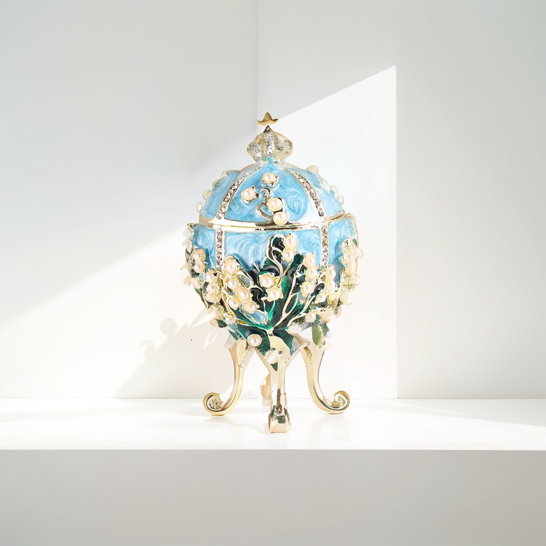 Jewelry Stand Enamel Easter Egg Crystal Flower Crown Trinkets Box Ring Holder Mini Storage Collectible Figurines Creative Gifts 230228