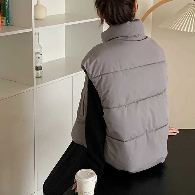 Women Fall Mock Neck Vest Coat Solid Zipper Up Warm Casual Loose Thicken Jacket Coat Puffer Jackets 2024 Winter Casual WaistcoatT251128