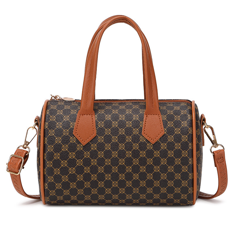 Womens Contemporary Contrast Patterned Boston Purse - Fashionable Cross Body & Adjustable Strap Pouch Design bags
