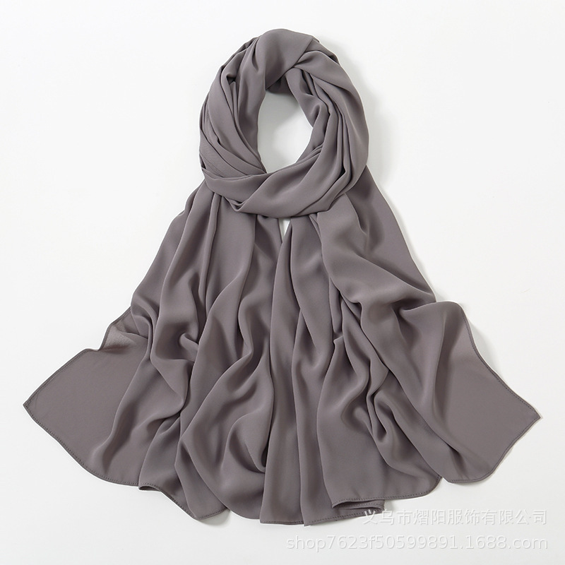 K558 2024 new high-end Malaysian headscarf plain diamond chiffon scarf thickened chiffon scarf shawl