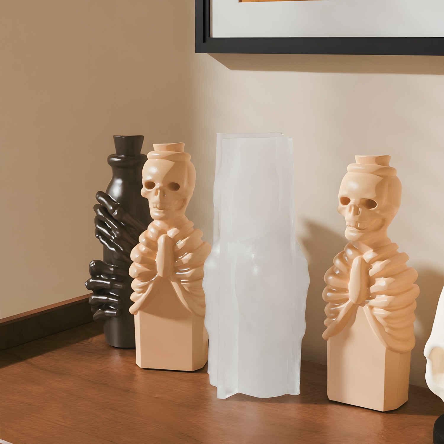 Bone Hand-wrapped Vase Silicone Mold Head Bottle Cement Gypsum Resin Casting Mold, Halloween Home Decoration Ornament