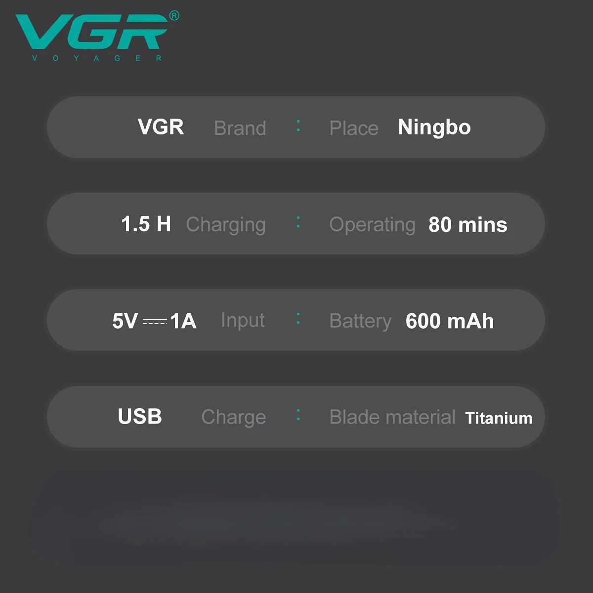 VGR Razor Professional Shaver Electric Beard Trimmer Digital Display Razor Reciprocating Razor Rechargeable Shaver for Man V-363 C251128