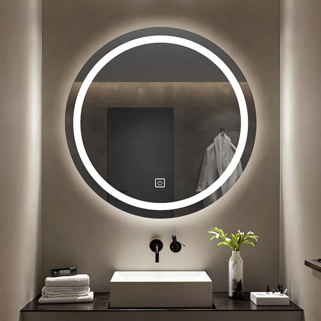 60CM Round Smart Decorative Mirror 3 Color Adjustable Backlight With LED Bathroom Mirror for Hotel and Home Use