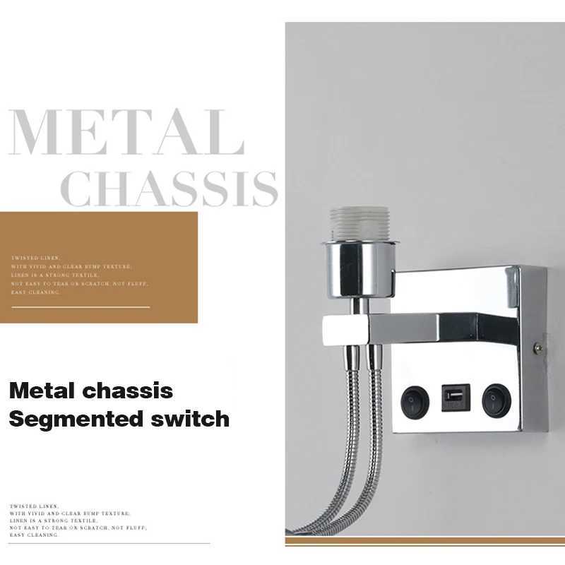 Modern LED Wall Lamps with Switch USB Reading Lights Fabric Art Retro Home Light Study Bedroom Hotel Bedside Wall Light M251128