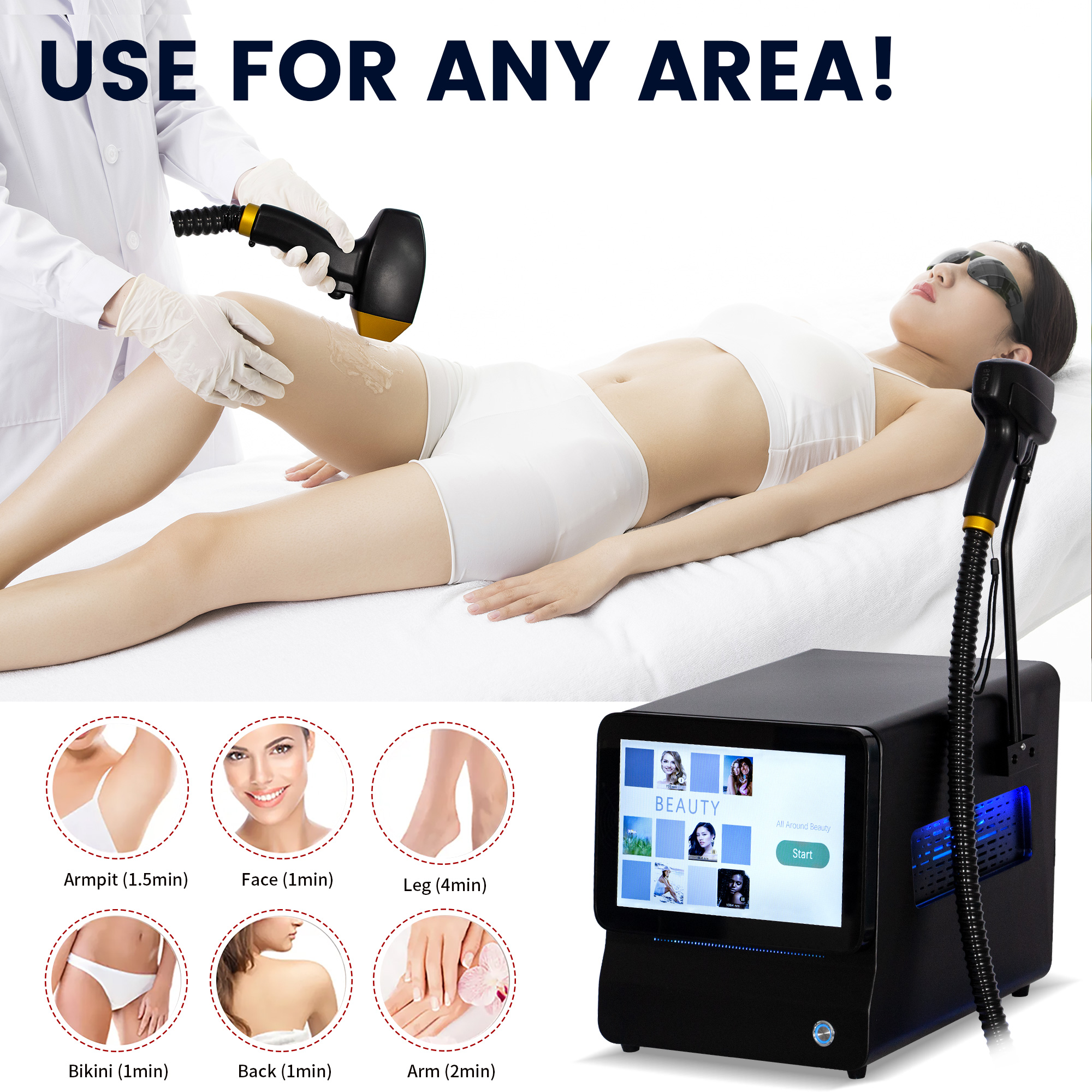 Advanced Diode Laser Hair Removal Machine 3 Wavelengths Painless Permanent Body Hair Reduction Device For Professional Salon and Spa Use