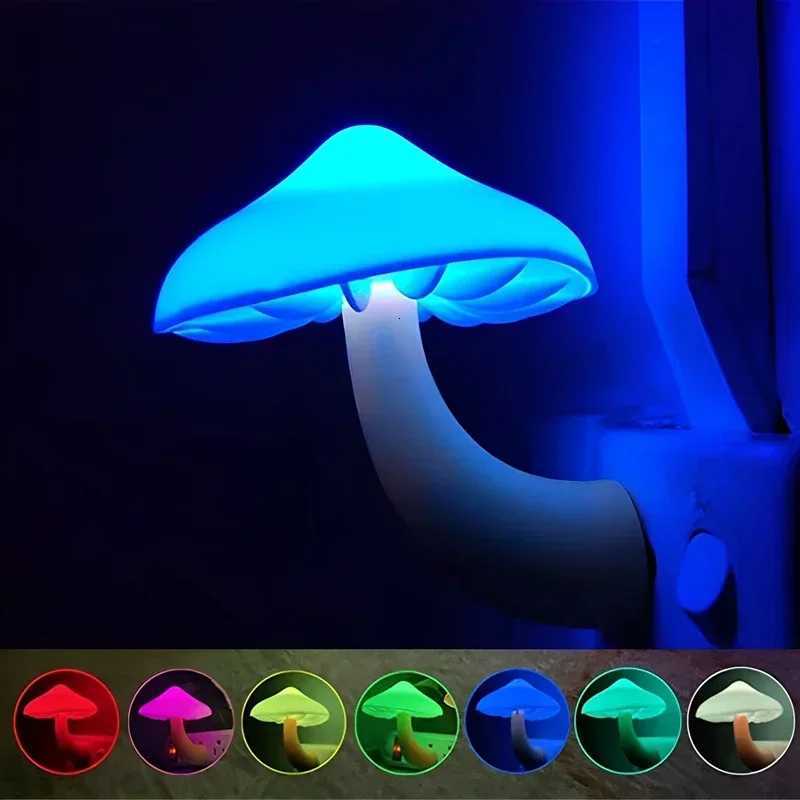 Mushroom LED Night Lights Shape Automatic Sensor Bedroom Decor US Plug Wall Lamps for Kid Childrens Room Bedside Mini Lamp M251128