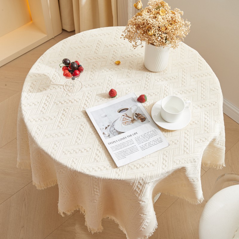 A846 lace white tablecloth, INS style, round table, square table, coffee table, bedside table, desk, photo background cloth, tablecloth