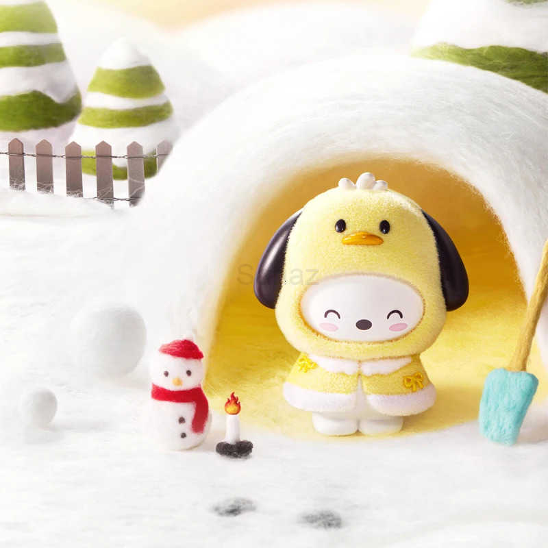 Sanrio Genuine Small Cloak Series Flocking Blind Box Trendy Toy Kuromi Kt Flocked Keychain Face Changing Mystery Box Girl Gift H2512171