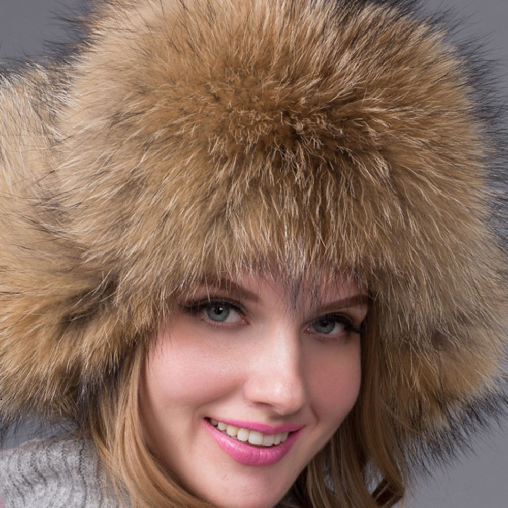 Natural Fox Fur Bomber Hats Winter Warm Women Flurfy Genuine Fox Fur Earfiap Caps Quality Russian Lady Real Fox Fur Hat 240910
