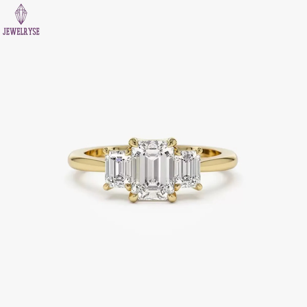 10K 14K 18K White Gold IGI Certificated Lab Grown Diamond 5CT Vintage Engagement Emerald Cut Ring