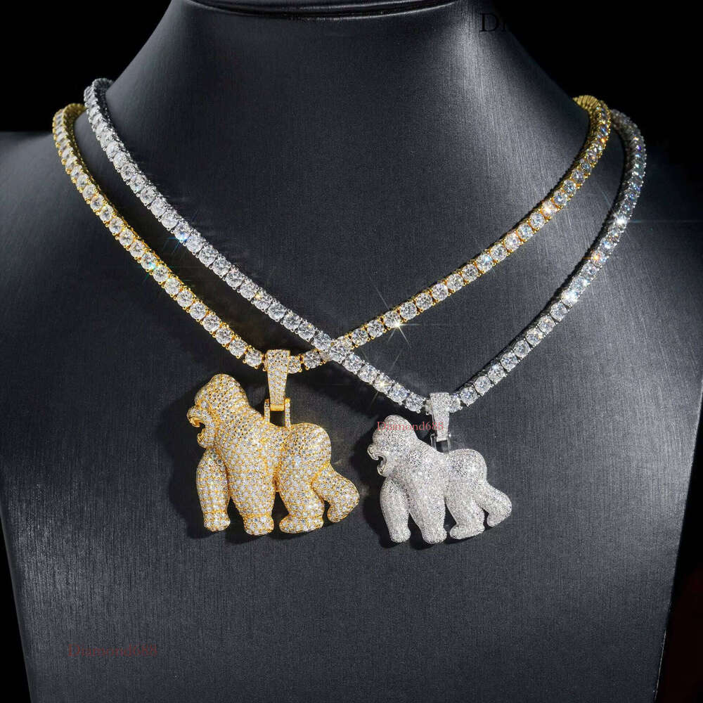 Sparkly Orangutan hip-hop Ice out 925 sterling silver VVS Moissonite Diamond pendant for quick delivery of a man's gift