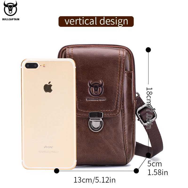 BULLCAPTAIN Genuine Leather Vintage Waist Packs Men Travel Fanny Pack Belt Bum shoulder Bag Waist Bag Mobile Phone PouchT251128