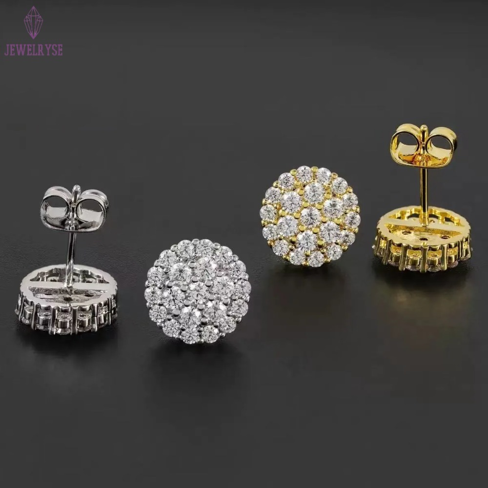 Fashion VVS Diamond Earrings Round Hip Hop Jewelry GRA Moissanite Screw Back Earring For Women