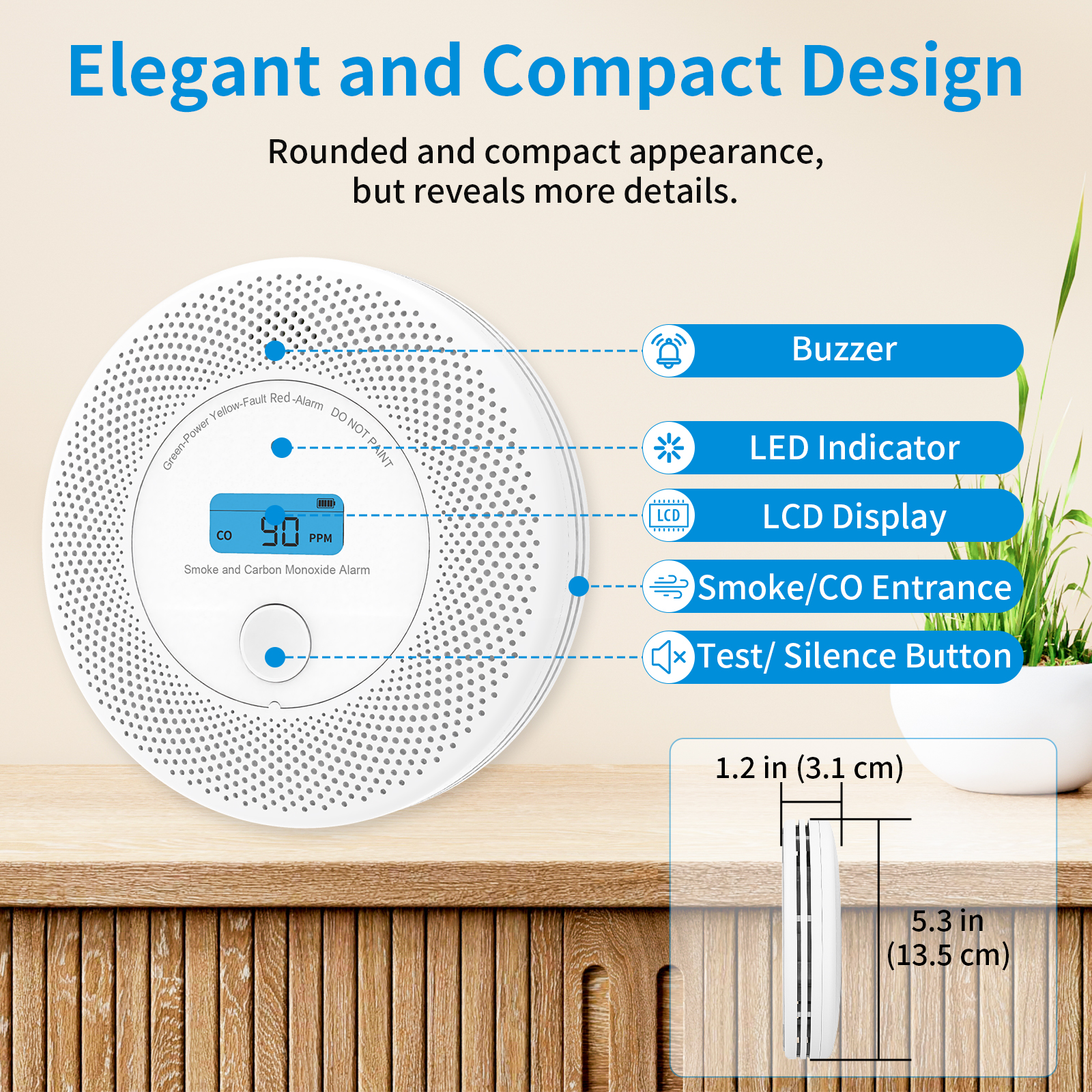 Smart WiFi Enabled Smoke Alarm with Built-in Audio Detection for Enhanced Safety VCS62