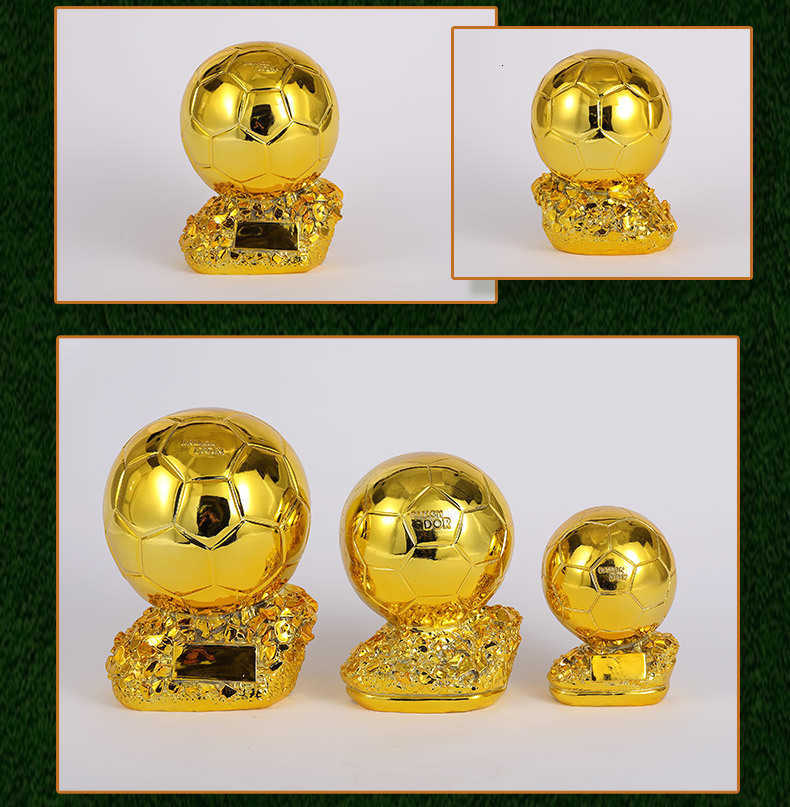 Resin World Cup football trophy, Golden Ball Award, Cristiano Ronaldo, Lionel Messi, outstanding MVP player award ceremony trophy engraving.