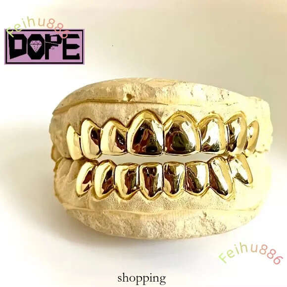 Fine Jewelry Hip Hop Custom 14k Gold Plating Plain Solid 6 Sterling Sier Teeth Grillz 55