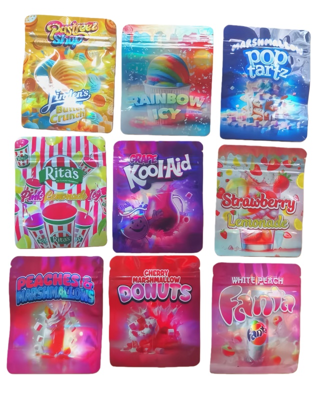 empty holographic mylar bag new pack design food storage packaging for snacks candy cookies nuts 100*126mm 3 5 grams ziplock pouch 200pcs