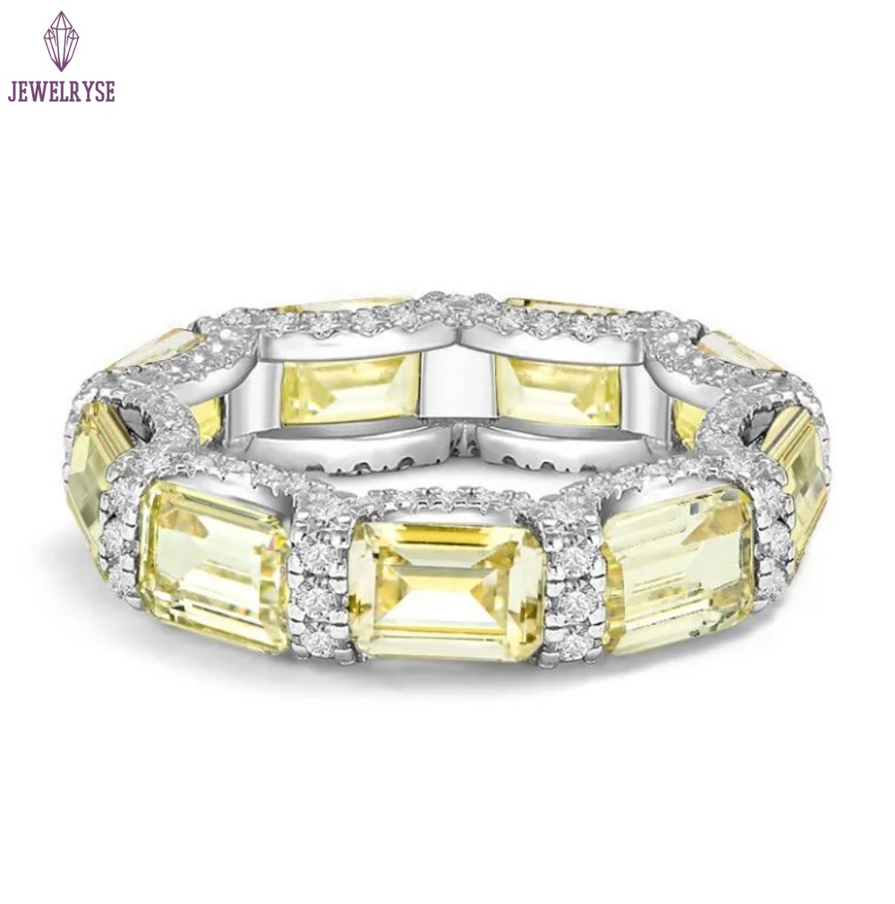 Wedding Rings Luxury Fine Jewelry Real 100% 925 Sterling Silver Emerlad Moissanite Diamond Gemstones Party Eternity Women Engagement Band Ring Gift