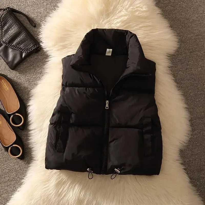 2024 Fashion Womens Padded Puffer Sleeveless Vest Jacket Winter Warm Cotton Padded Puffer Vest Female Parkas Waistcoat OuterweaT251128