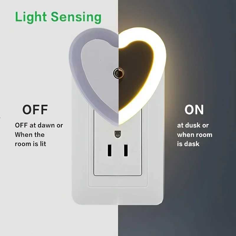 LED Mini Night Light EU/US Plug Light Sensor Heart Shape Nights Lamp For Kids Room Bedroom Bedside Aisle Corridor 110V 240V M251128
