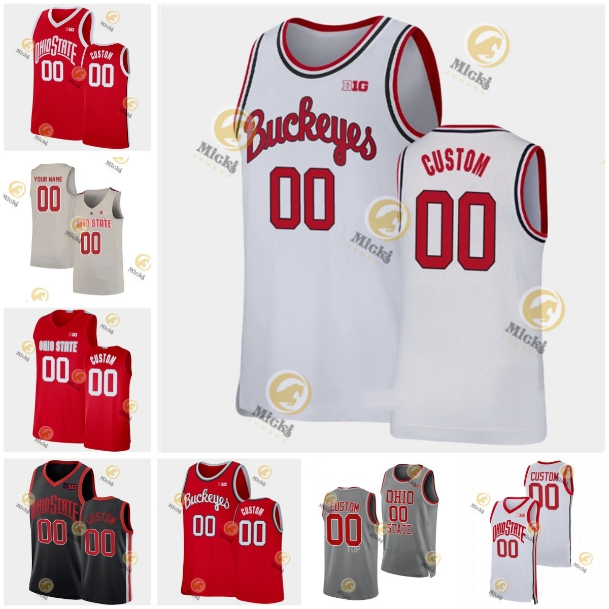 Isaac Likekele College Basketball Jersey 17 Josh Ojianwuna 10 Brice Sensabaugh 24 Kalen Etzler 2 Bruce Thornton Stitched StateOhioBuckeyes Basketball jerseys