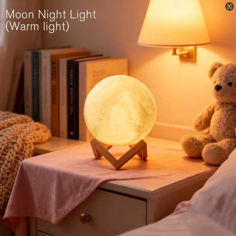 3D 8cm Wireless Moon Lamp Night Light Small Gift for All Occasions This 3D wireless moon lamp serves as a wonderful night light M251128