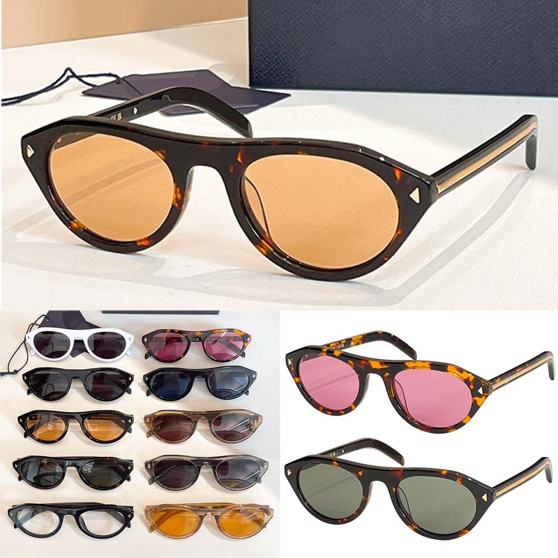 Women Iconic Metal Plaque Sunglasses Luxury Womens Designer Oval Sunglasses Frame Triangle Rivet Design UV400 Protective Lady Brand Glasses Strap Original Box