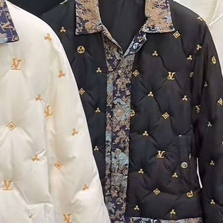 2025 Trendy Fashion Letter Embroidery Turn-Down Collar Versatile 2024 Winter New Men's Warm Lightweight Jacket