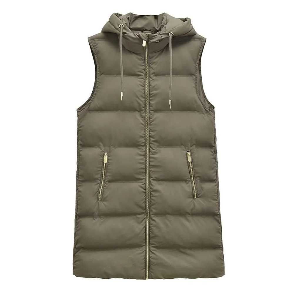UNIZERA2023 Autumn and Winter New Womens Fashion Casual Loose Versatile Sleeveless Hooded Cotton Coat Tank Top Vest CoatT251128
