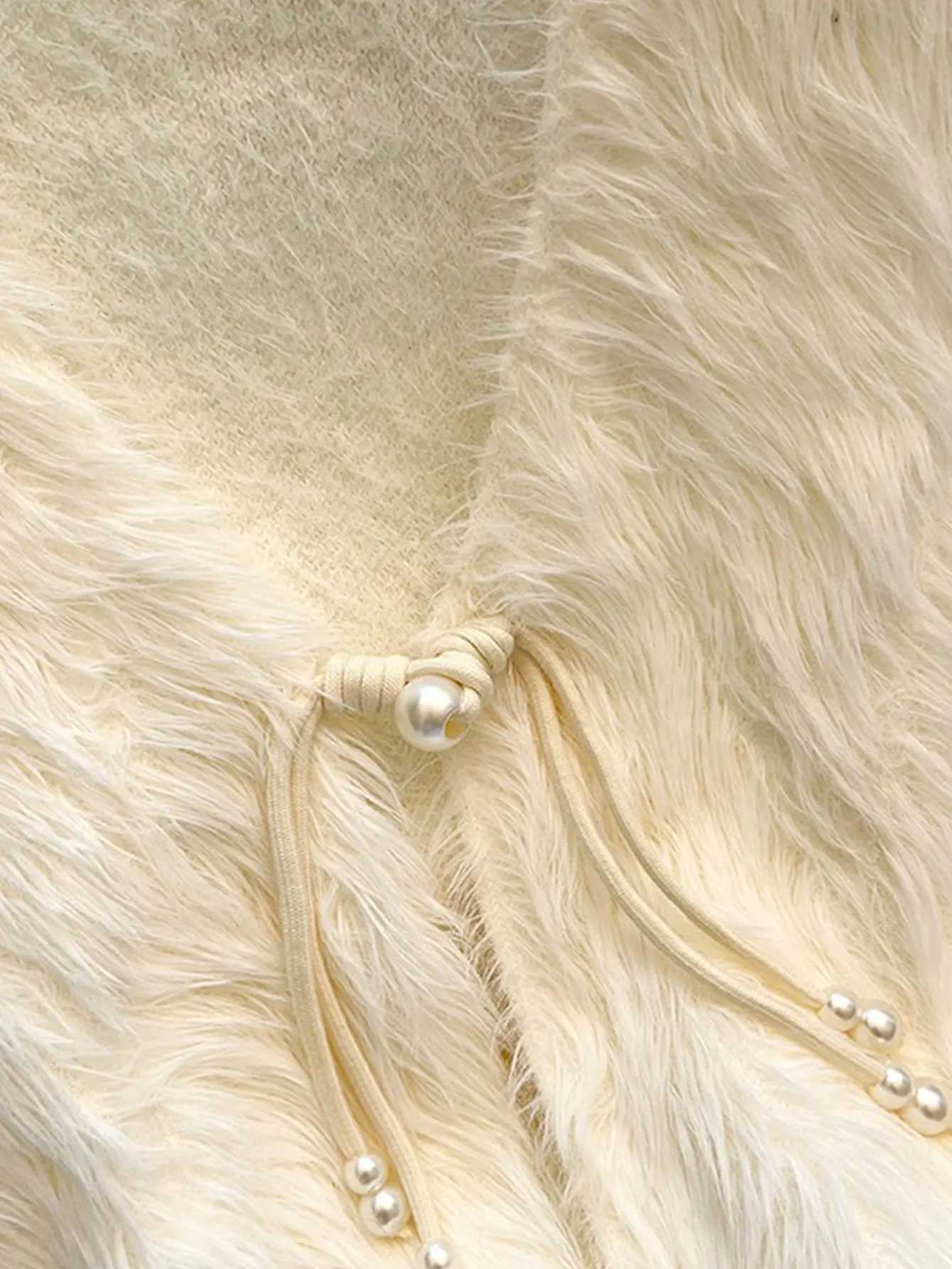 Knitted Vest Furry Style Soft and Comfortable Lace-Up Versatile Easy to Wear Cardigan Elegant and FashionableT251128