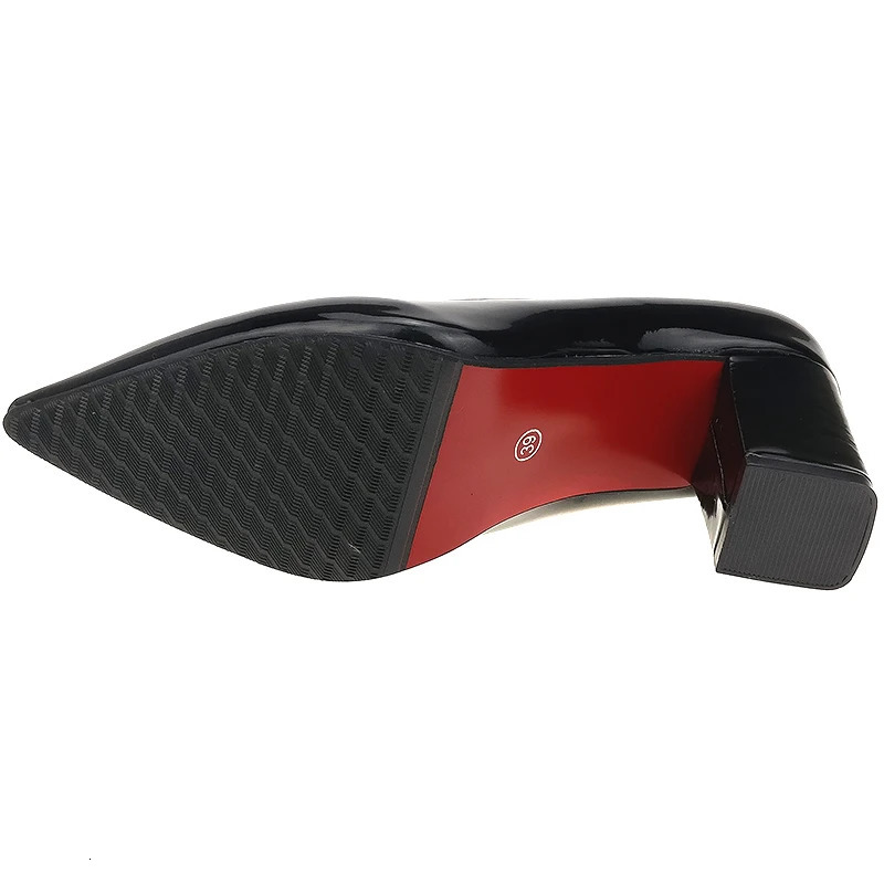 Aphixta Shoes Women Pointed Toe Pumps Sapato feminino 75cm High Square Heels Patent Leather Fashion Work Black Party Shoes 251125