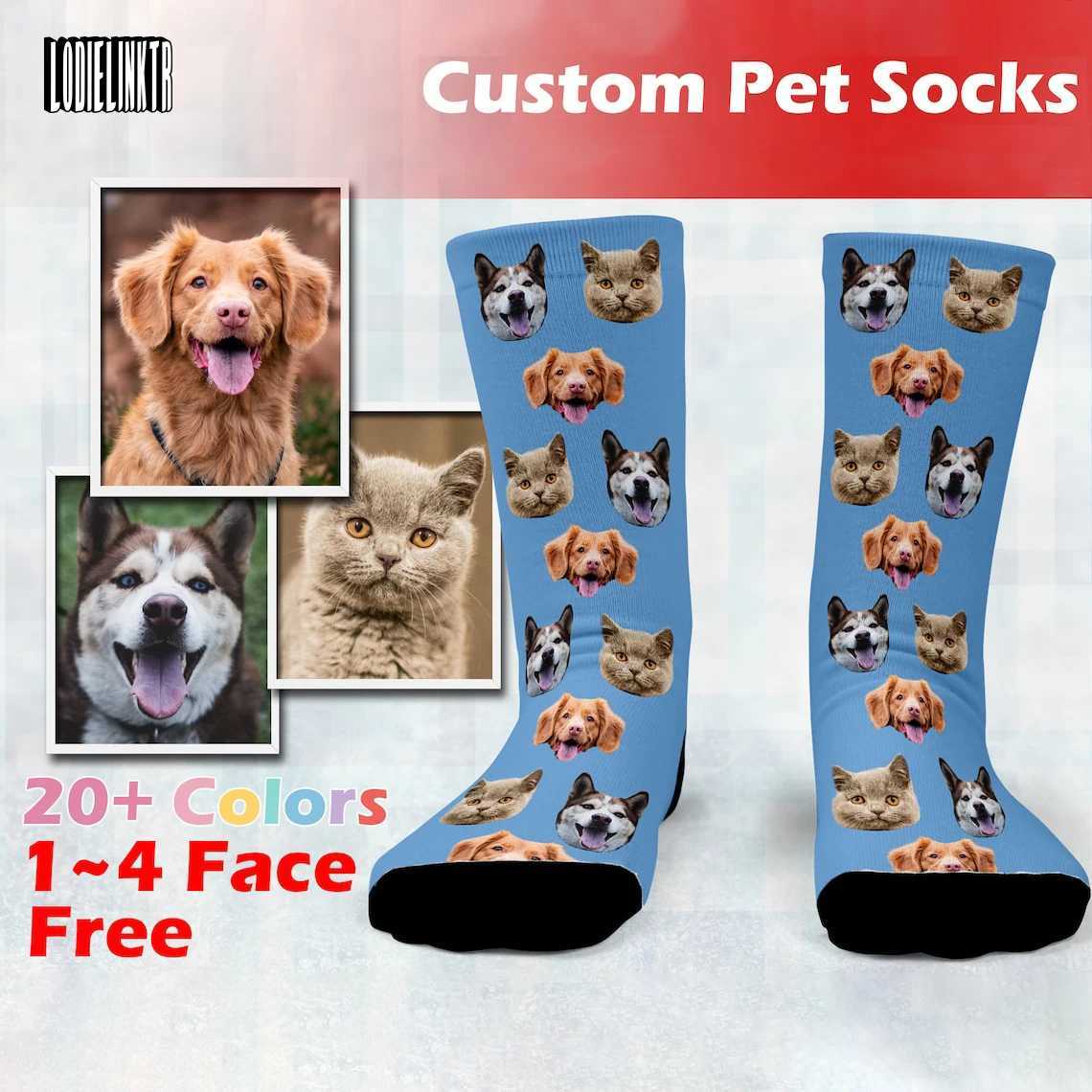 Customized pet socks personalized fashion mixed animal face happy socks 46 cm customized gift socks for men and women J251128