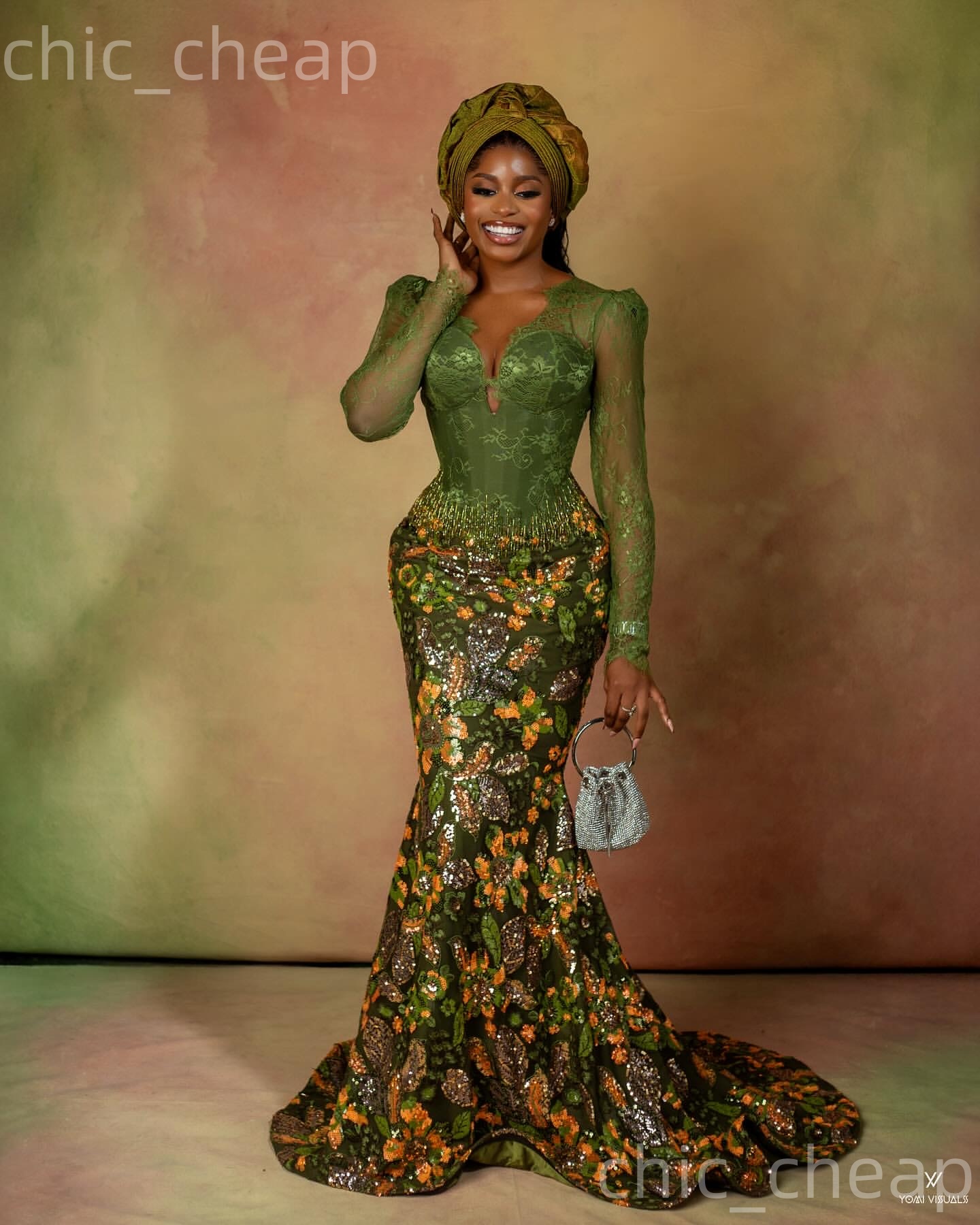 Aso Ebi Olive Green Mermaid Prom Dresses 2026 Lace Beaded Sequined Evening Formal Party Second Birthday Engagement Gowns Plus Size Dress For Special O