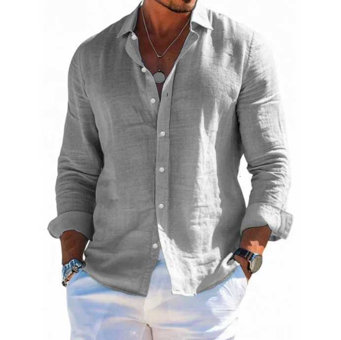 2025 Autumn Winter Mens Thermal Fleece Long Sleeve V Neck solid color Button Casual Polo ShirtW251128