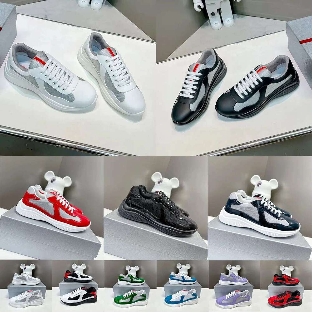 Designer Shoes Glossy Patent Leather Casual Sports Shoes Classic And Versatile Genuine Leather Breathable Mesh Casual Board With Box