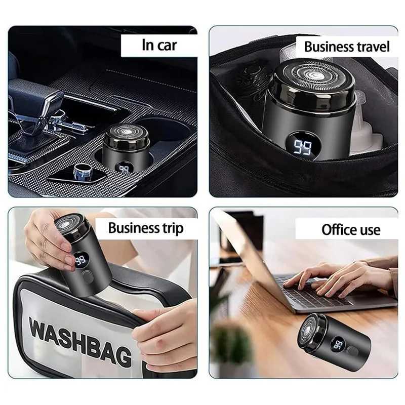 New Electric Smart Shaver Household Car Shaver Digital Display Mini Dual Blade Rechargeable Shaver Powerful Mens Gifts C251128