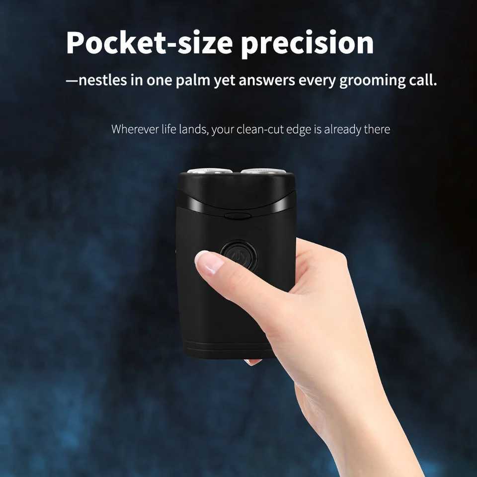 Electric Shaver Double Floating Head Mini Beard Knife For Men Portable Travel Cordless Face Razor Trimmer C251128