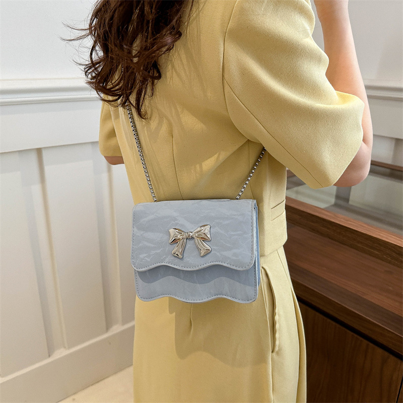 Stylish Women's Small Square Shoulder Bag with Bow Detail - Simple Fashionable Crossbody Purse for 2025 Casual Outfit Free Shipping